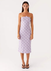 Keila Strapless Midi Dress - Lavender Meadow