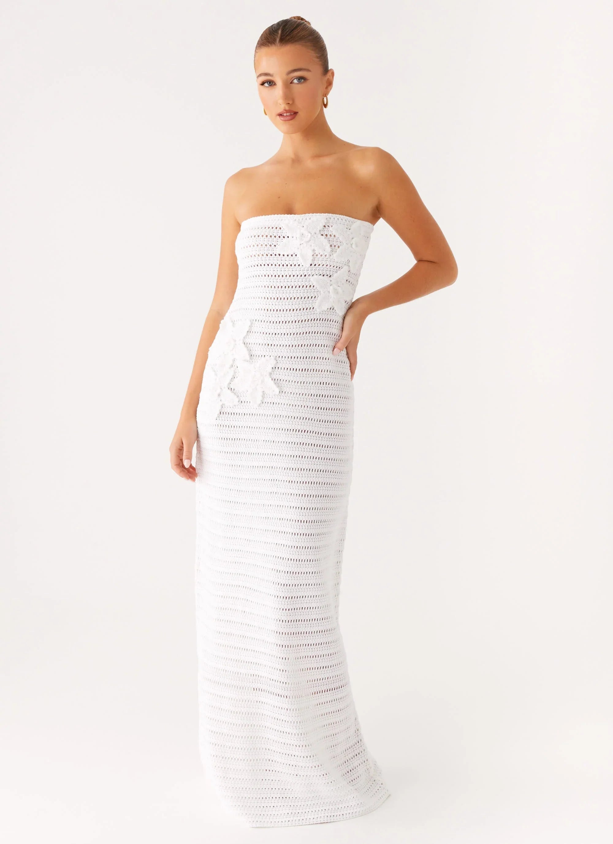 Diaz Crochet Maxi Dress - White