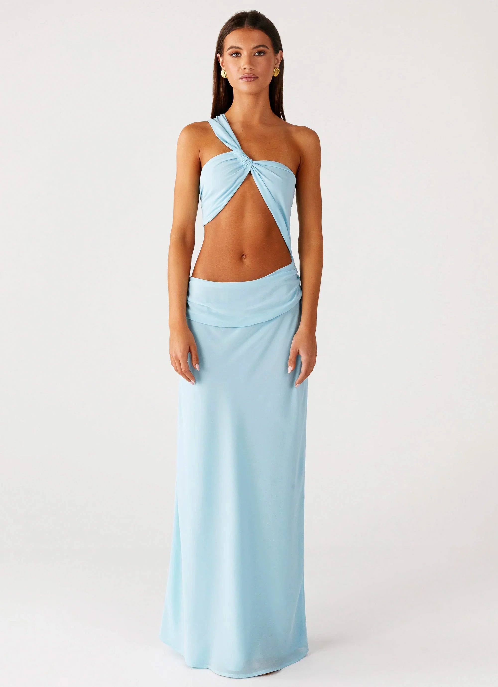 Cindelle One Shoulder Maxi Dress - Turquoise