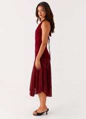 Burnout Midi Dress - Maroon