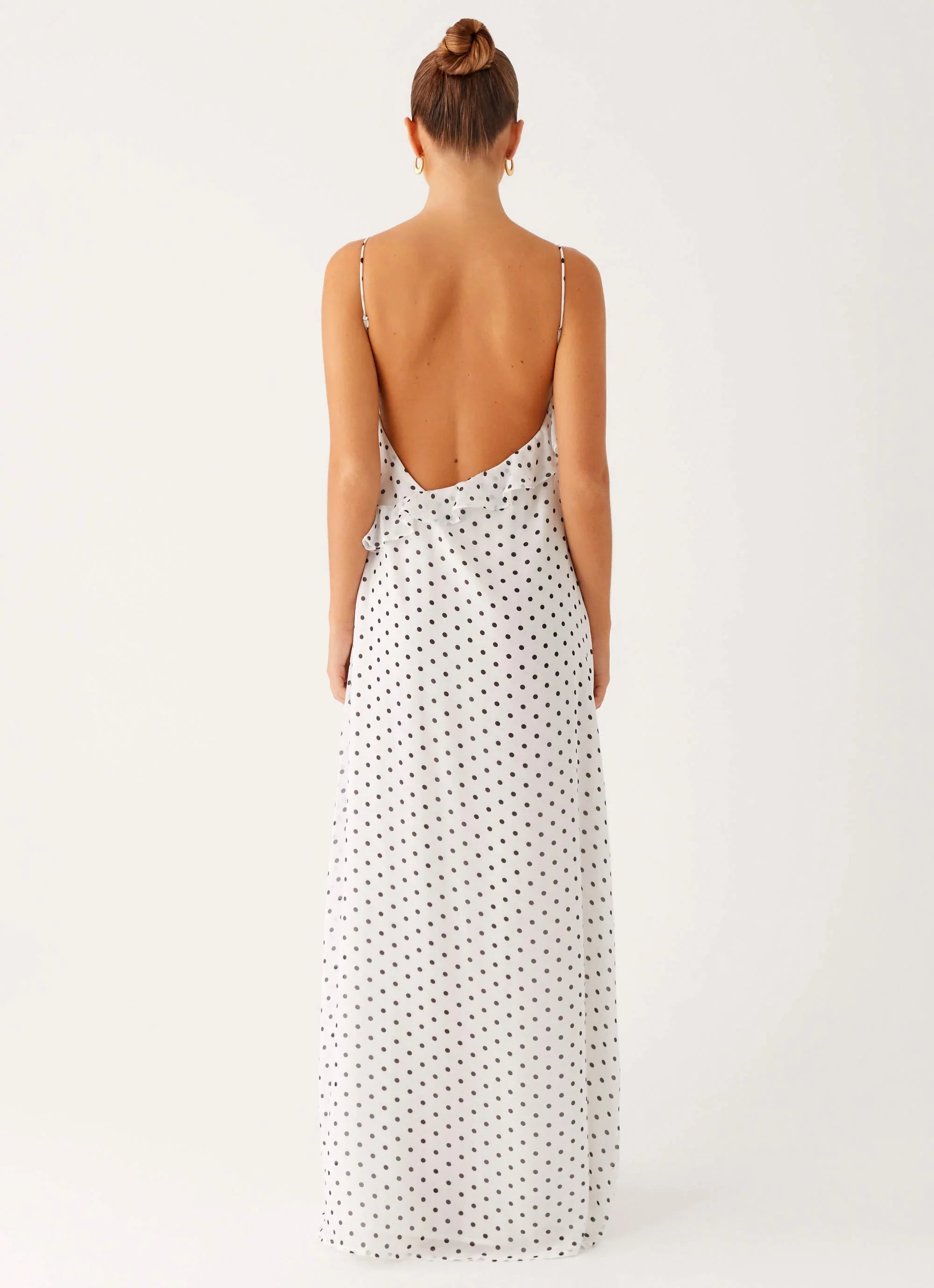 Harri Maxi Dress - White Polka Dot