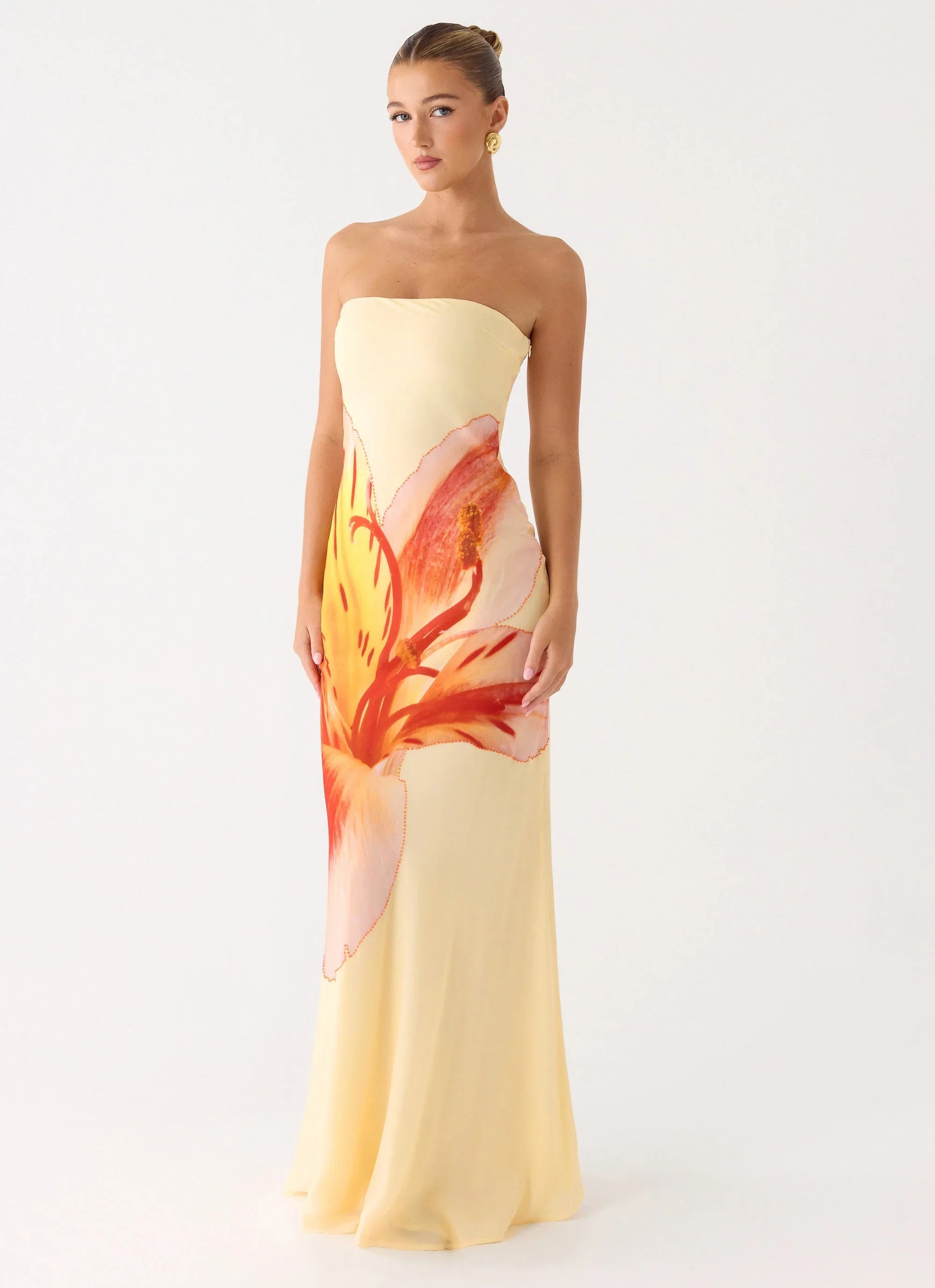 Ashwin Strapless Beaded Maxi Dress - Sunpetal Print