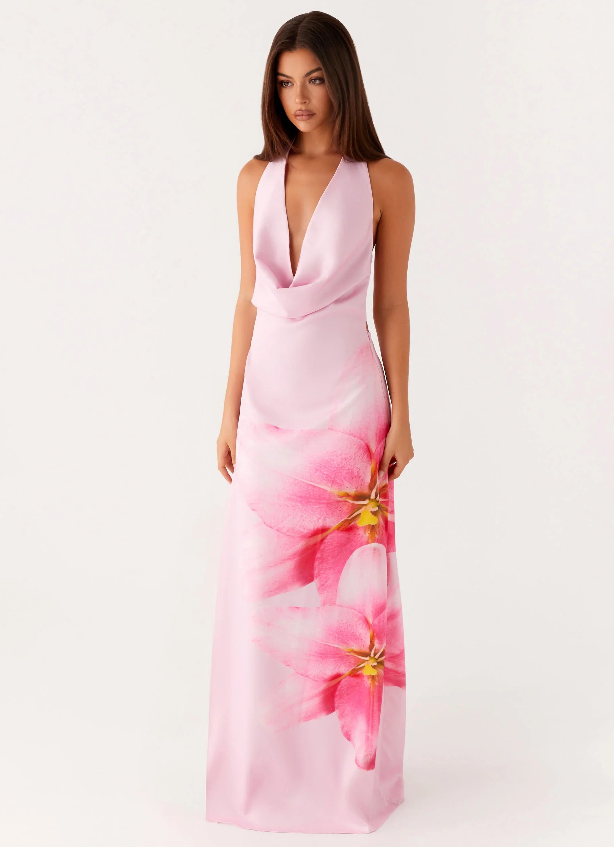 Bryony Cowl Maxi Dress - Pink
