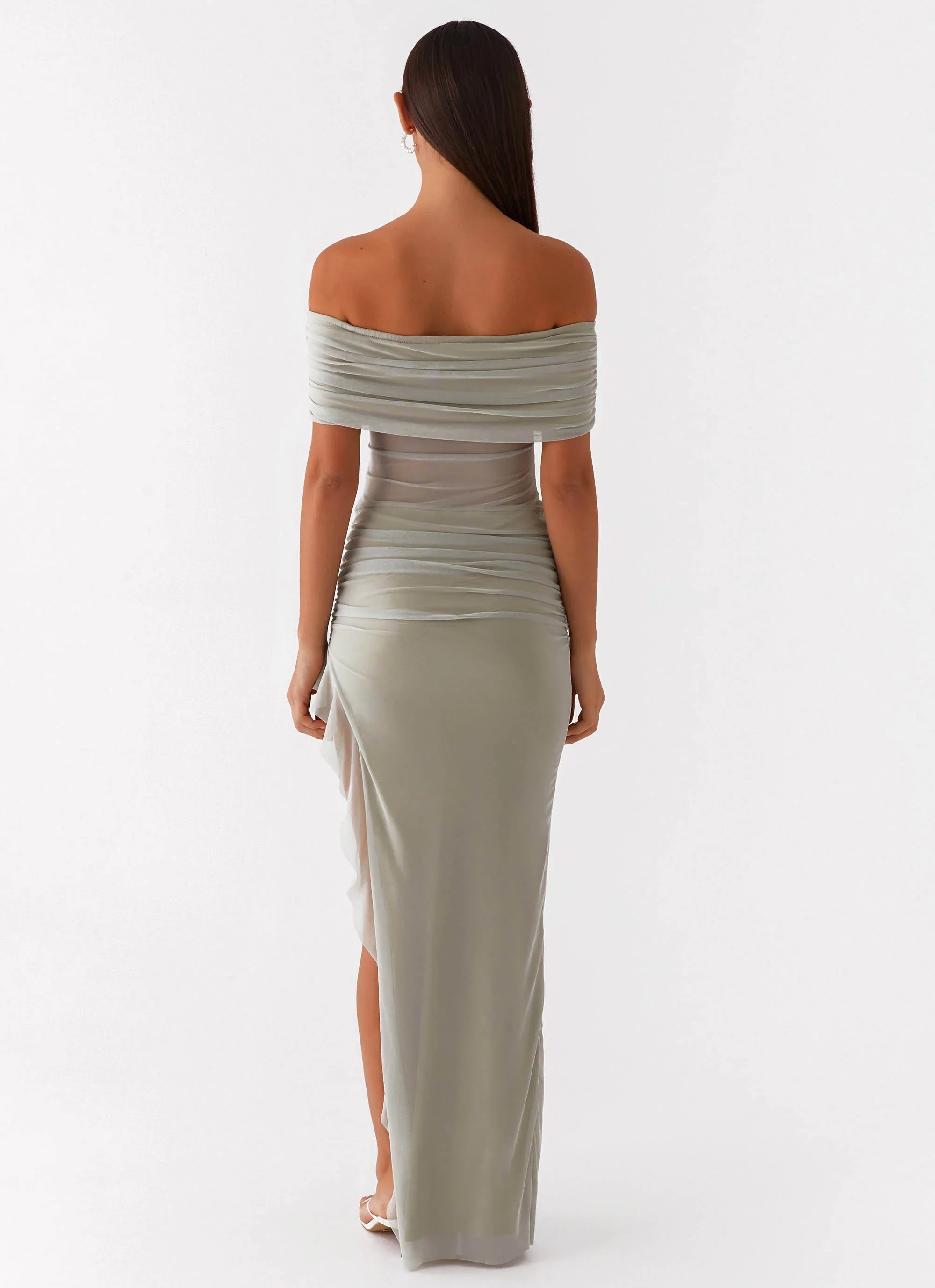 Nelly Off Shoulder Maxi Dress - Pistachio