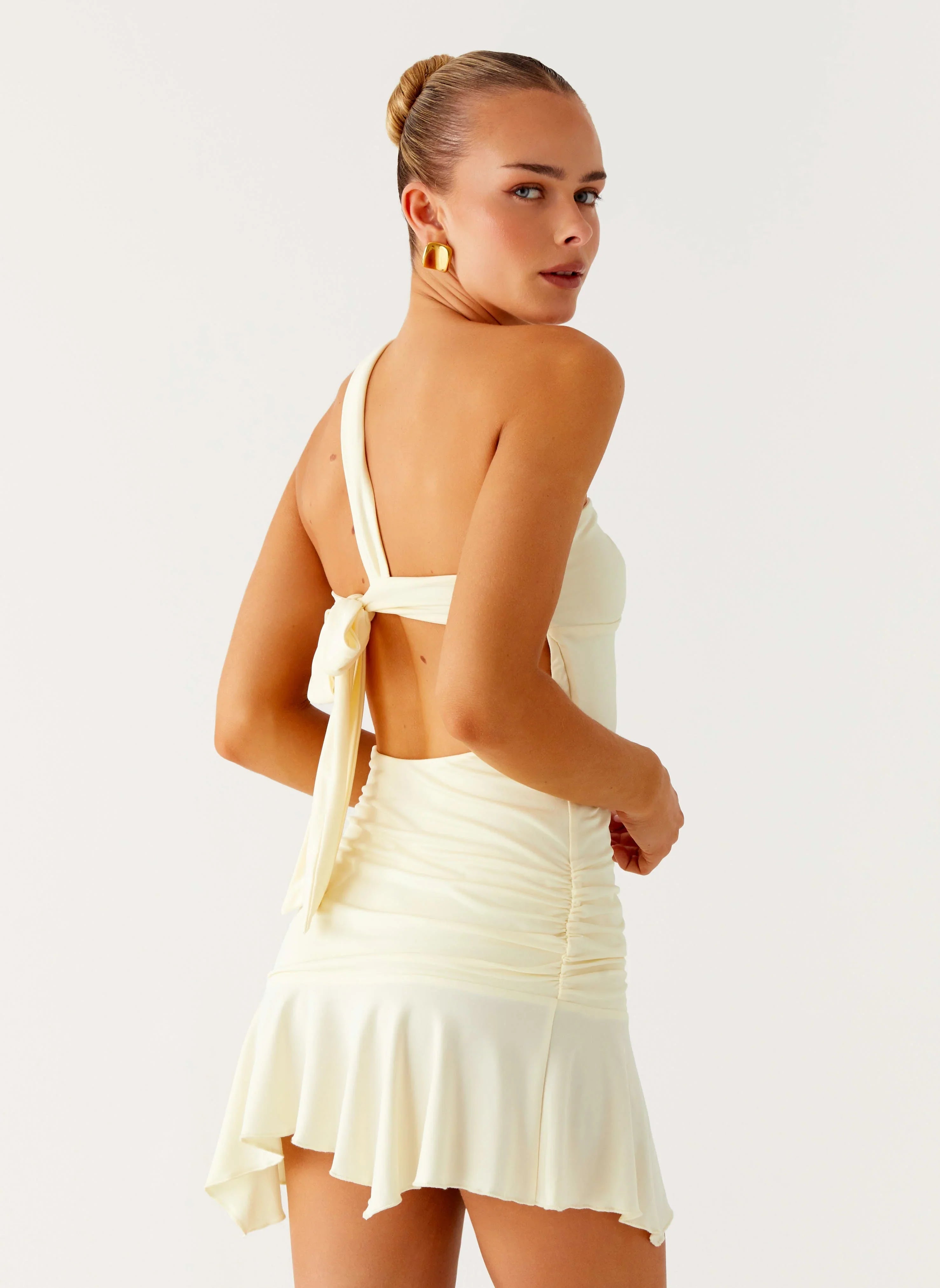 Not Your Fan Cut Out Mini Dress - Yellow