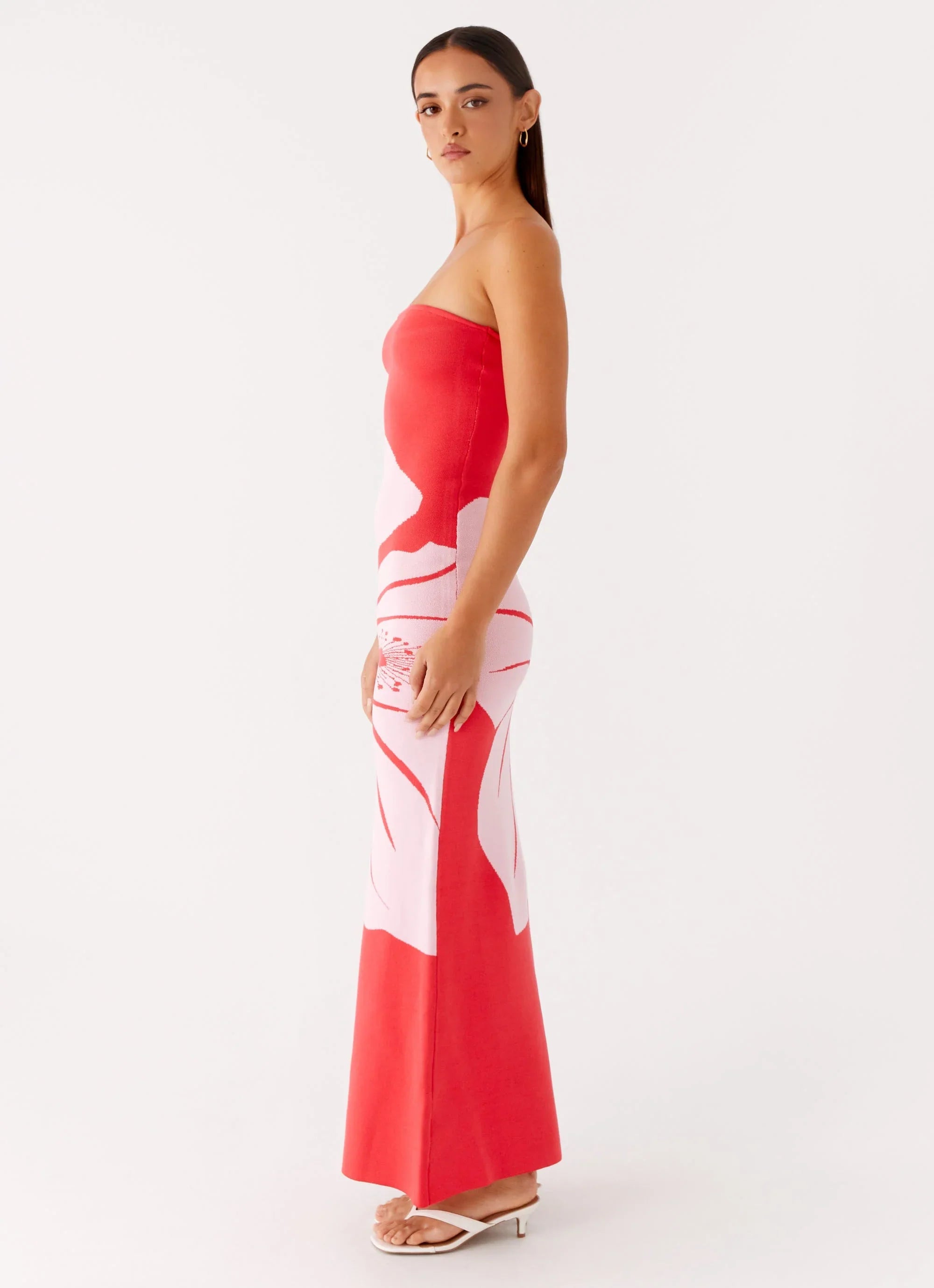 Jala Strapless Knit Maxi Dress - Red Floral