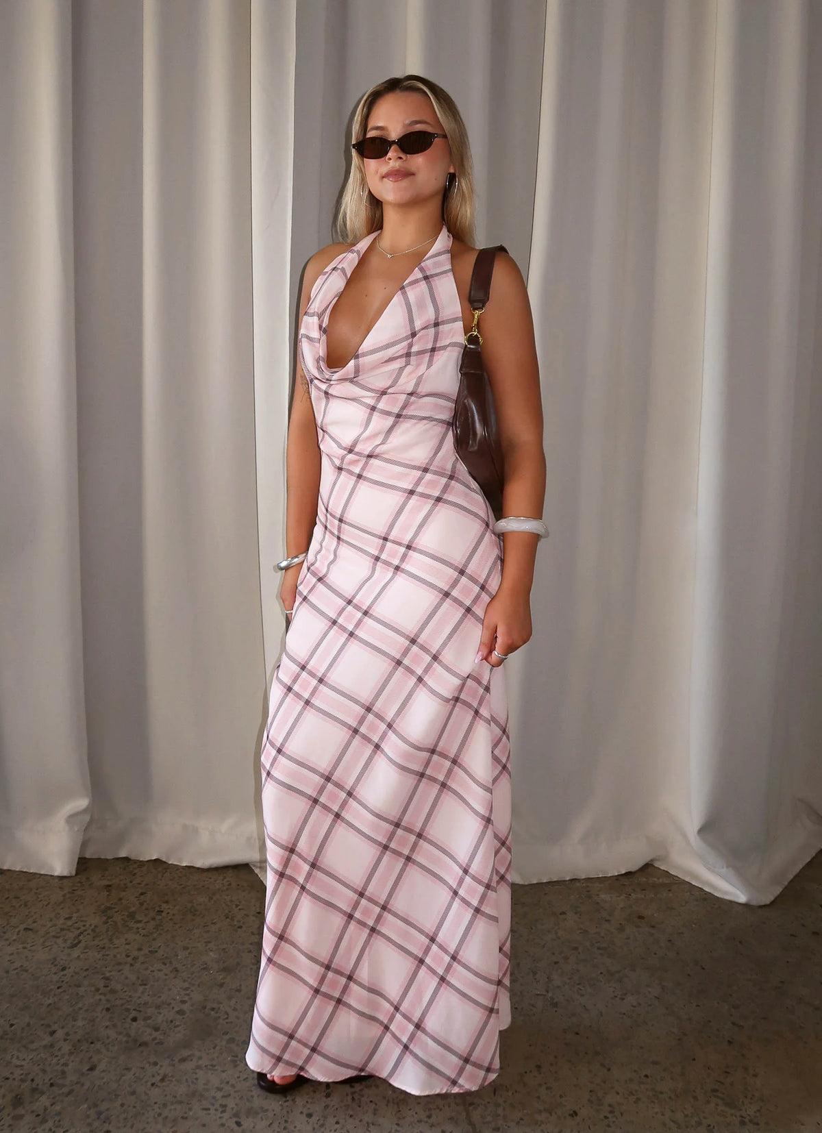Muse Maxi Dress - Pink Check