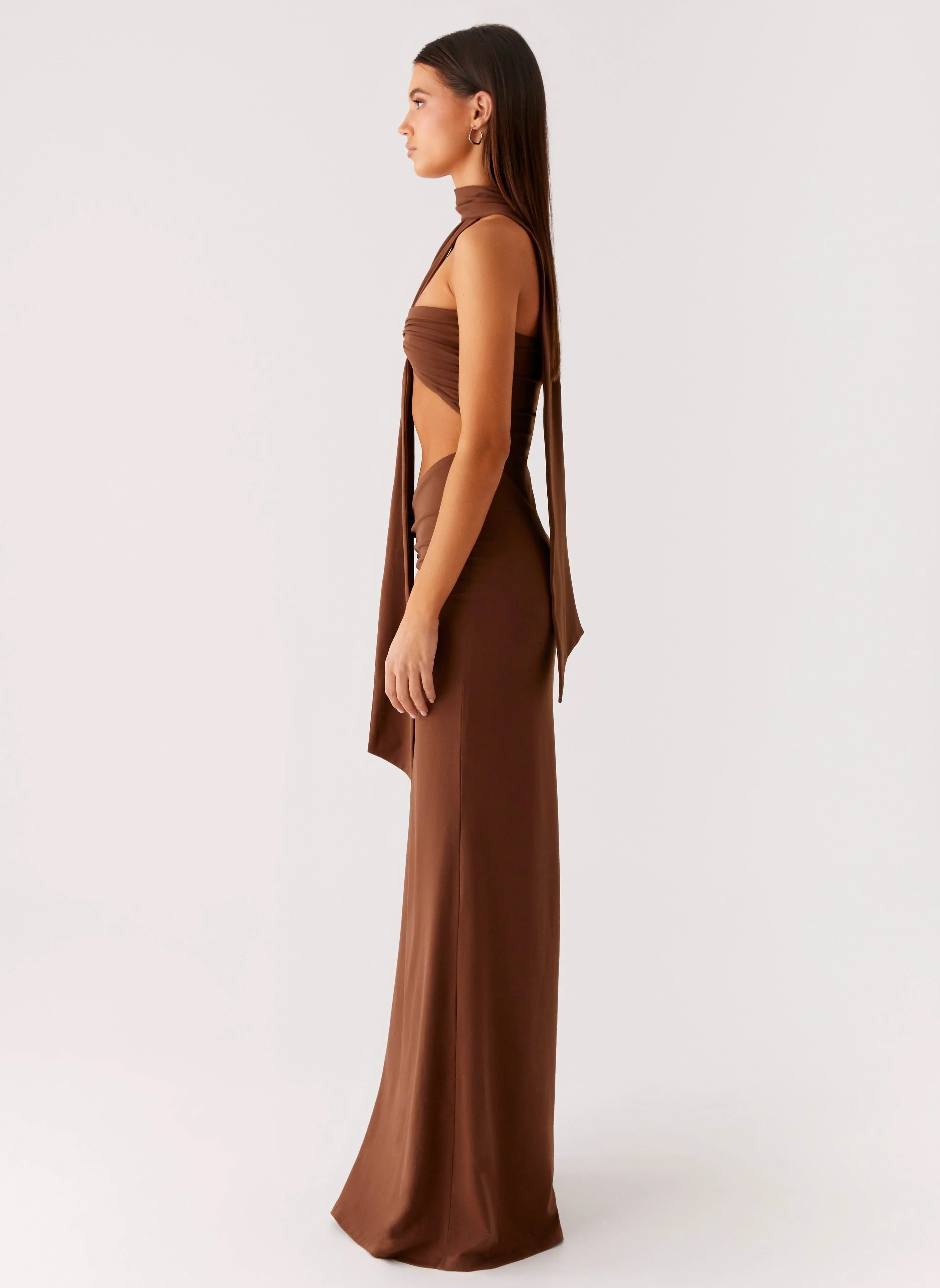 Olive Bloom Maxi Dress - Chocolate