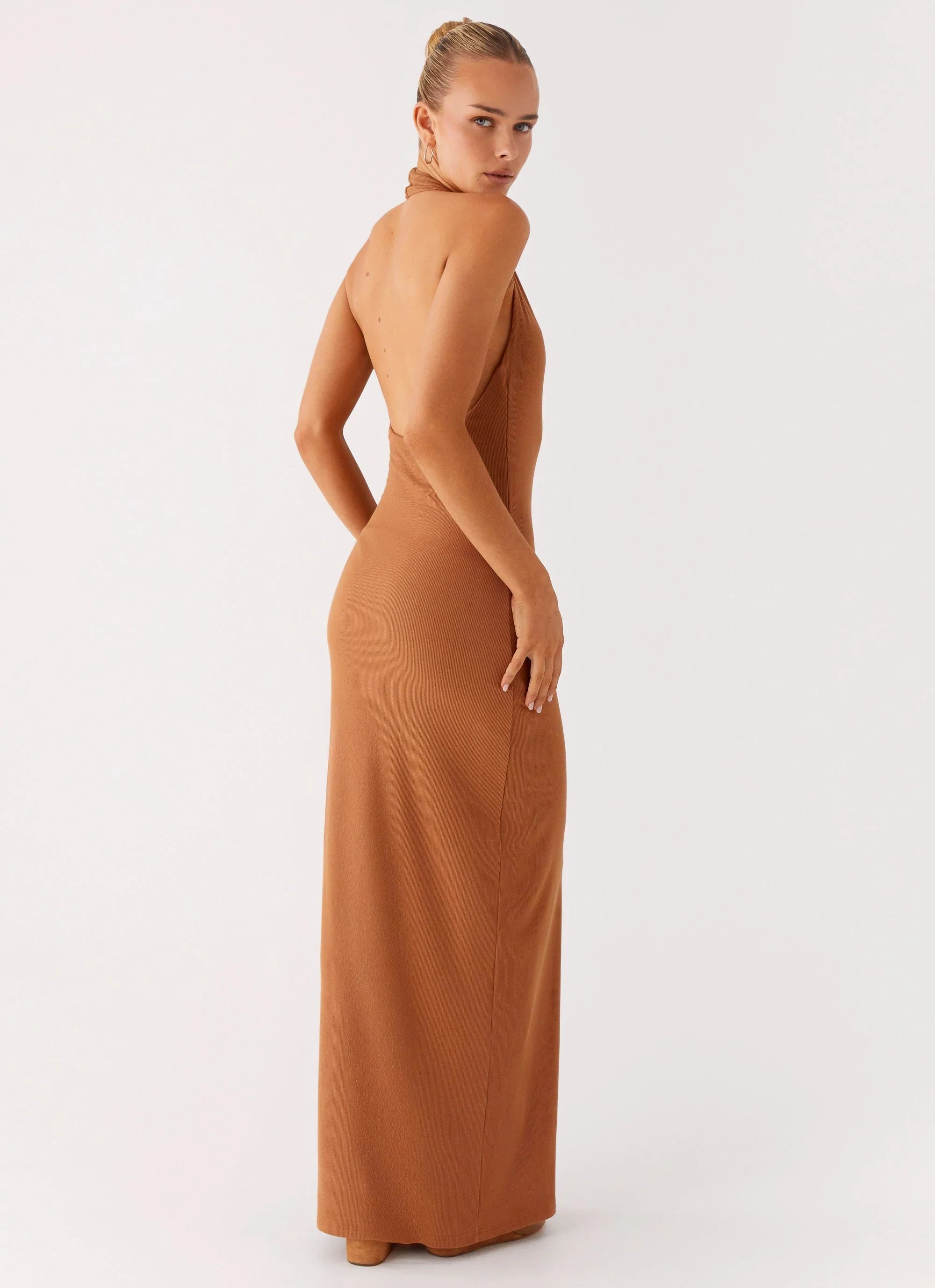 Plunge For You Maxi Dress - Tan